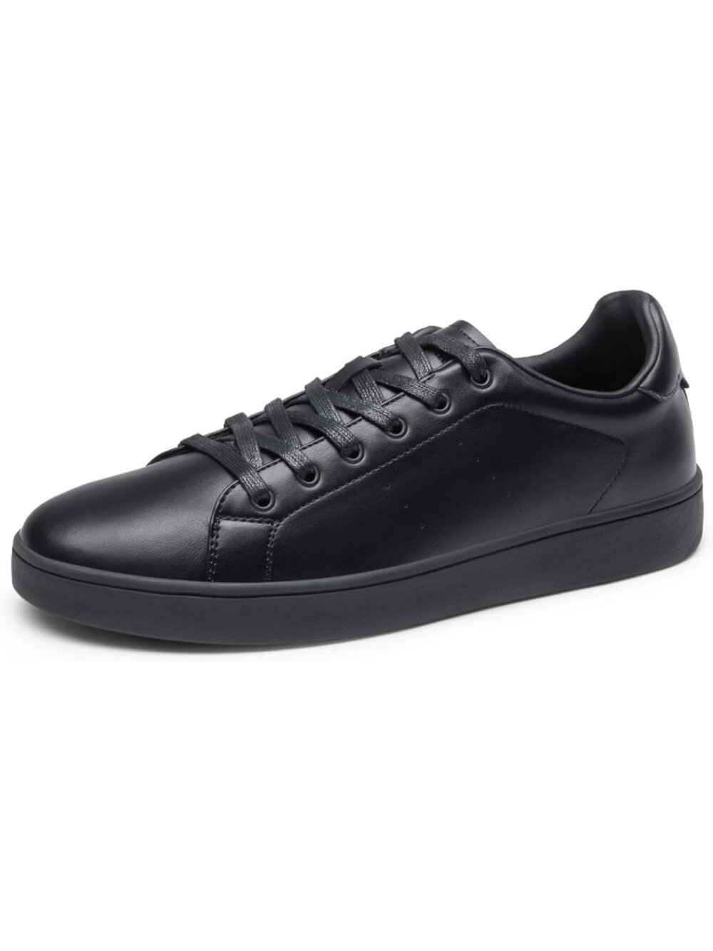 Men's All Black Faux Leather WaveFlex CoreLux Casual Dress Sneakers